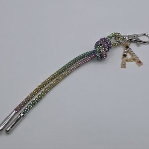Multicolor Keychain with Initial Charm